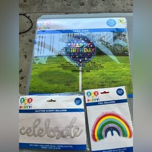 Yard Sign and Balloon Set - Rainbow and Silver